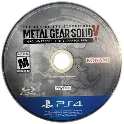 Metal Gear Solid V: The Definitive Experience retro PS4 video game Metal Gear Solid V The Definitive Experience stealth action tactical espionage open world infiltration gameplay cinematic story driven combat console release disc 