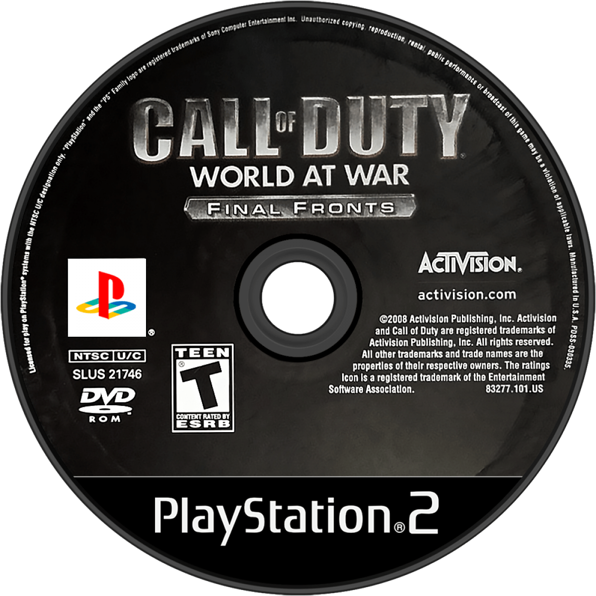 Call of Duty: World at War – Final Fronts for PlayStation 2 with World War II themed military action disc