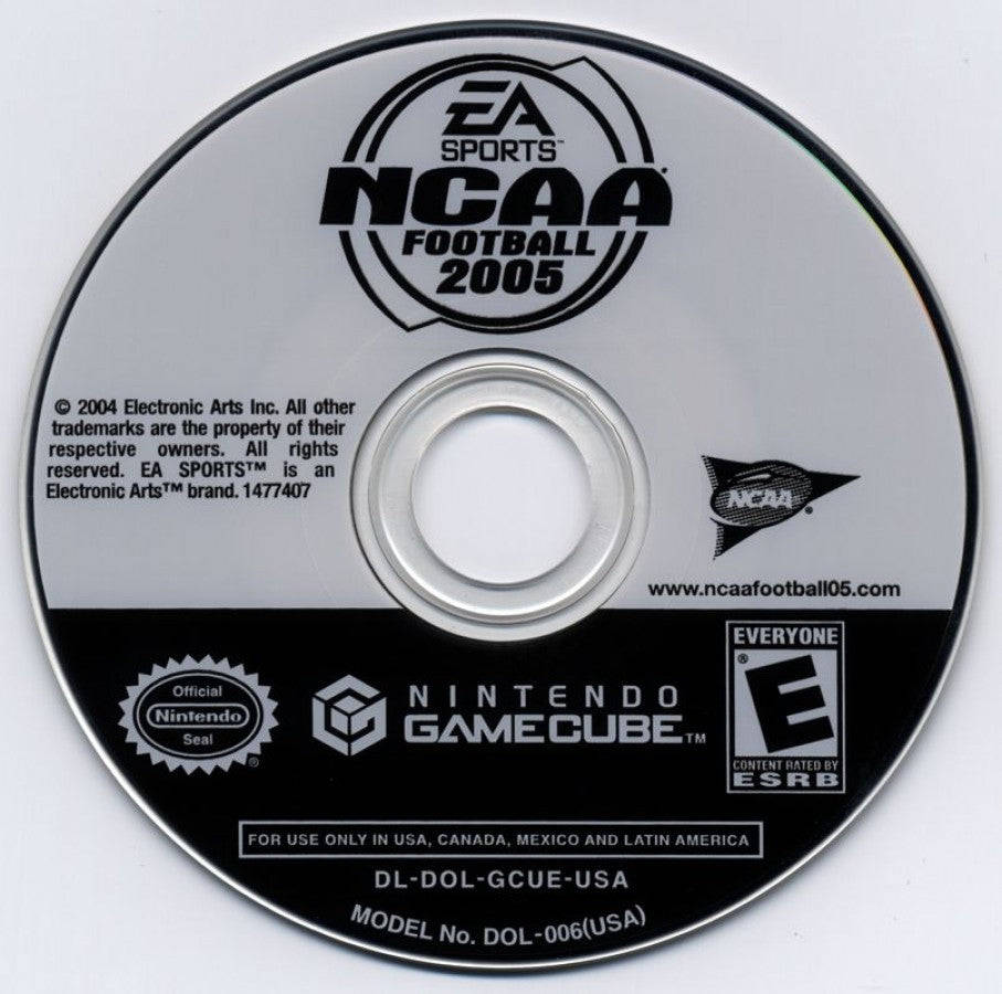 NCAA Football 2005 disc for Nintendo GameCube (GC) college football sports video game