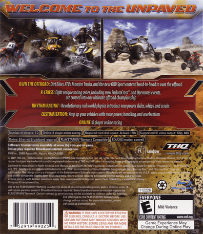 MX vs. ATV: Untamed back cover art for PlayStation 3 (PS3) video game