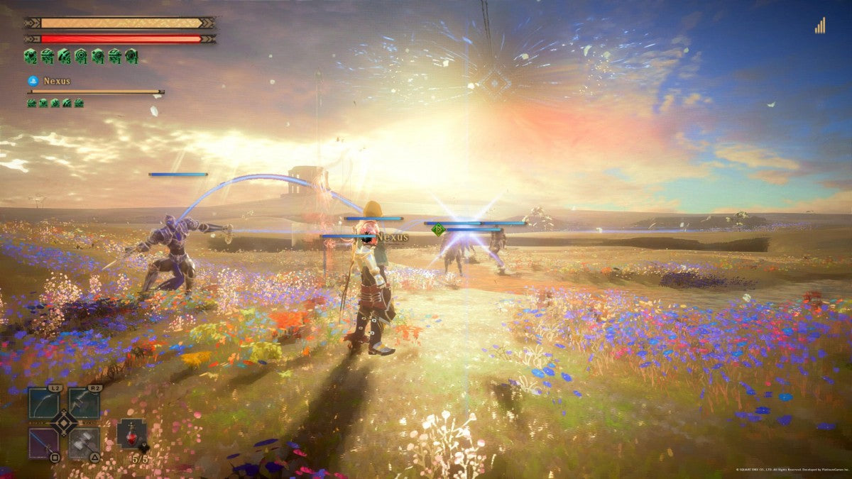 Babylon’s Fall PlayStation 5 action RPG hack and slash cooperative multiplayer up to four players Gideon clan tower climbing seasonal content weapon combat PlatinumGames Square Enix post-launch content campaign gameplay screenshot