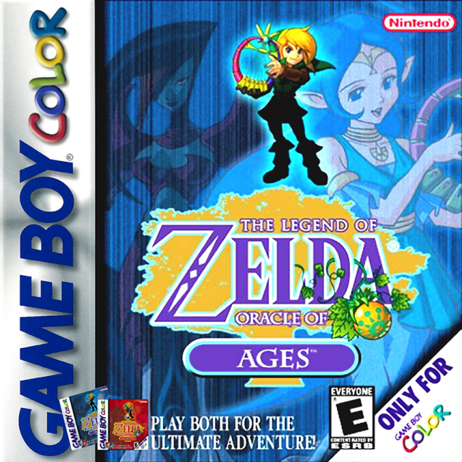 The Legend of Zelda Oracle of Ages Game Boy Color GBC for retro video game enthusiasts featuring action adventure gameplay time travel mechanics classic dungeon exploration puzzle solving top down combat memorable characters and collectible gaming appeal front cover art 