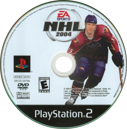 NHL 2004 PS2 Sony PlayStation 2 ice hockey sports game EA Sports NHL simulation hockey gameplay season mode franchise mode realistic skating puck physics NHL teams roster management multiplayer hockey game retro gaming PlayStation 2 software video game title disc