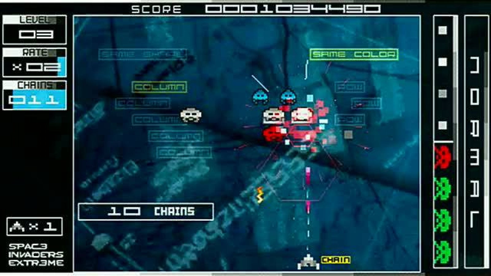 Space Invaders Extreme PlayStation Portable PSP for arcade shooter video game fans featuring fast paced alien invasion gameplay vibrant visual effects chain combo scoring power ups rhythm inspired mechanics classic Taito action challenging levels collectible gaming appeal gameplay