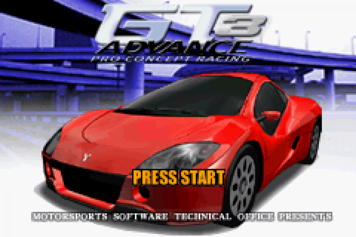 GT Advance 3: Pro Concept Racing start menu for Game Boy Advance (GBA) video game