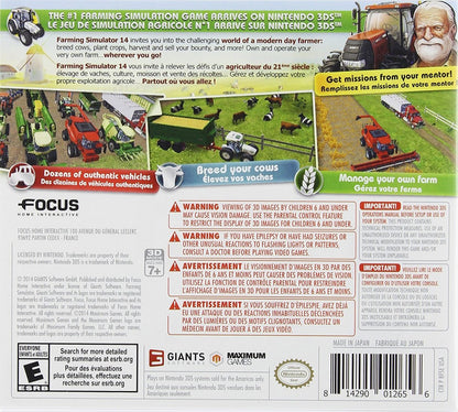 Farming Simulator 14 back of case for Nintendo 3DS (3DS) farming simulation video game
