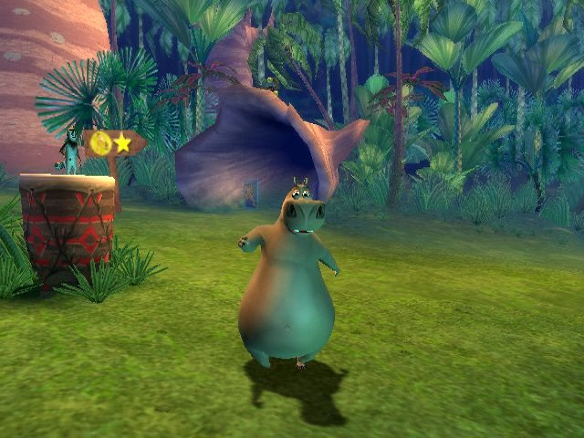 Retro Madagascar PS2 inspired design featuring colorful animated adventure aesthetic vintage PlayStation 2 movie based gameplay zoo animals wild jungle exploration cartoon platforming family friendly action nostalgic DreamWorks gaming presentation - gameplay