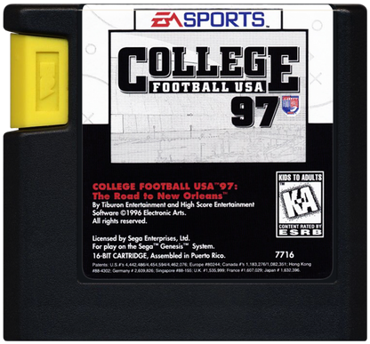 College Football USA 97: The Road to New Orleans cartridge for Sega Genesis (GEN) video game