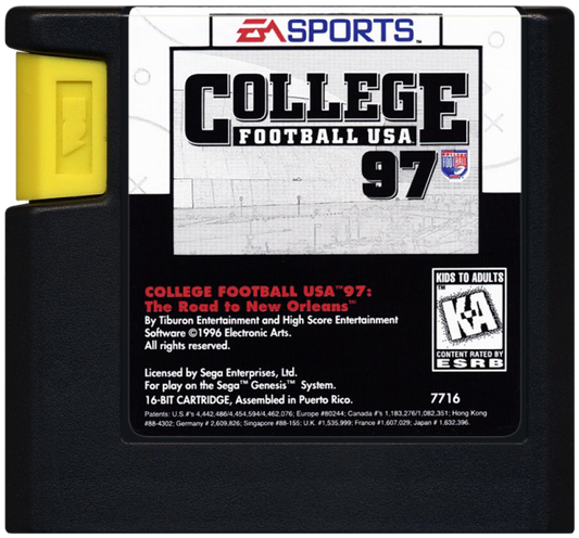 College Football USA 97: The Road to New Orleans cartridge for Sega Genesis (GEN) video game