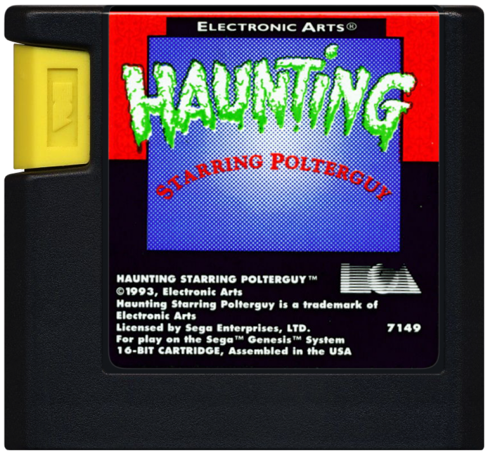 Haunting Starring Polterguy Sega Genesis GEN for retro video game enthusiasts featuring action puzzle gameplay mischievous ghost antics haunted house exploration object possession mechanics humorous supernatural challenges unique horror themed adventure and collectible gaming appeal cartridge 