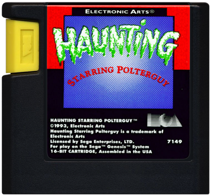 Haunting Starring Polterguy Sega Genesis GEN for retro video game enthusiasts featuring action puzzle gameplay mischievous ghost antics haunted house exploration object possession mechanics humorous supernatural challenges unique horror themed adventure and collectible gaming appeal cartridge 