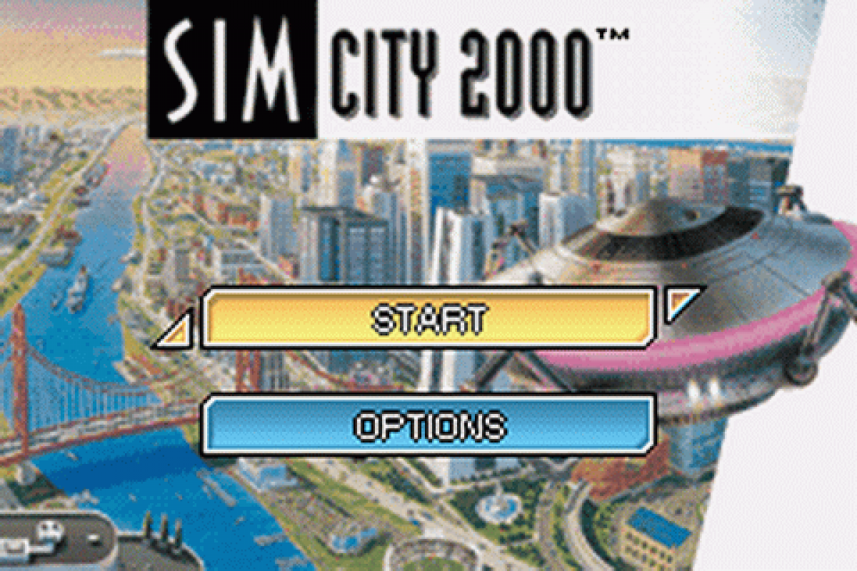 SimCity 2000 for Game Boy Advance with city-building simulation and strategic management gameplay main menu