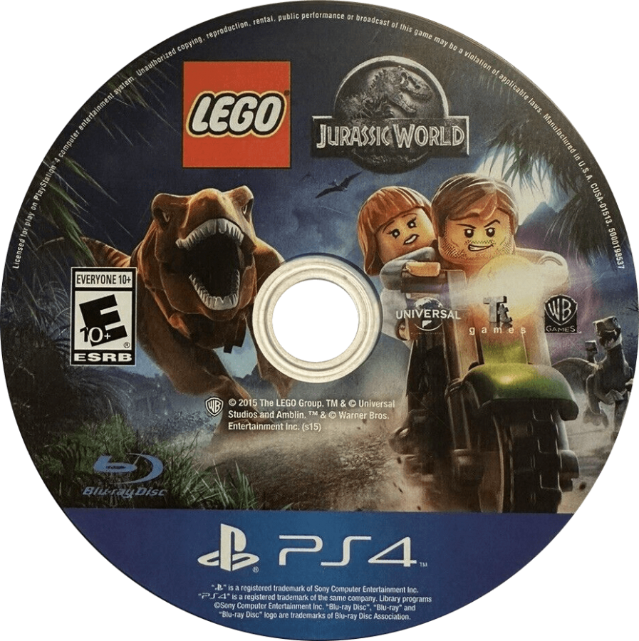 LEGO Jurassic World disc art for Playstation 4 (PS4) video game
