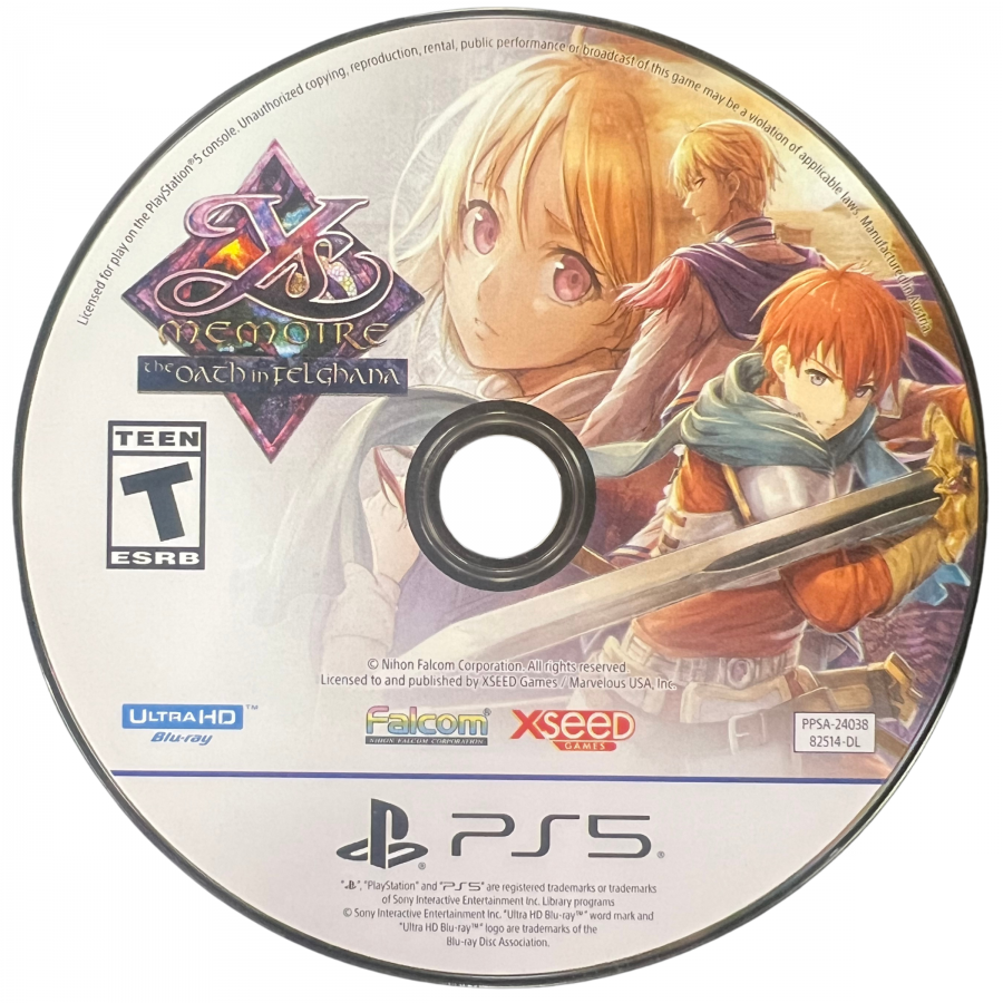 Ys Memoire The Oath in Felghana Refined Edition PlayStation 5 PS5 for action role playing video game fans featuring fast paced combat dungeon exploration challenging bosses character progression fantasy adventure remastered visuals enhanced music classic Ys gameplay and Refined Edition collectible content gaming appeal disc