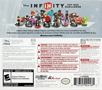 Disney Infinity: Toy Box Challenge back of case for Nintendo 3DS (3DS) action adventure video game