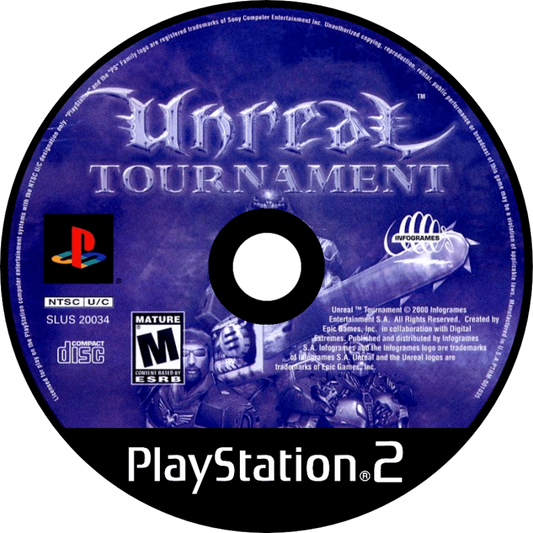 Unreal Tournament PlayStation 2 PS2 for first person shooter video game fans featuring fast paced arena combat futuristic weapons intense multiplayer battles single player tournament mode competitive gameplay sci fi environments classic FPS action collectible gaming appeal disc