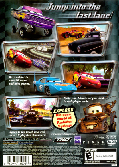 Disney Pixars Cars PlayStation 2 retro video game racing back of case (2006)