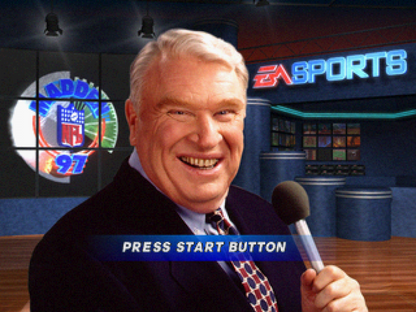 Madden NFL 97 Sega Saturn video game, football sports simulation, classic Madden gameplay, retro Sega console title game title screen