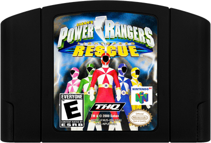 Power Rangers Lightspeed Rescue game cartridge art for Nintendo 64 video game. 