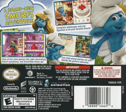 The Smurfs back cover art for Nintendo DS (DS) video game