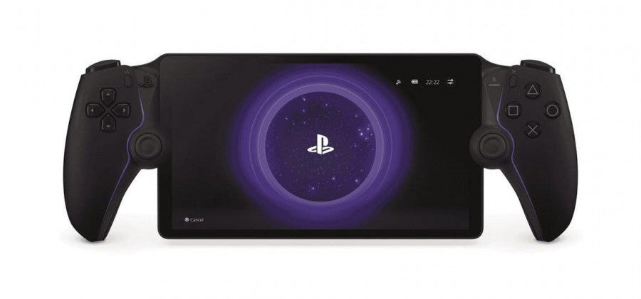PlayStation Portal Remote Player Black inspired design featuring handheld streaming gaming device aesthetic sleek modern PlayStation hardware remote PS5 gameplay integration high resolution display ergonomic controls cloud connected play experience and premium Sony gaming accessory presentation front on 