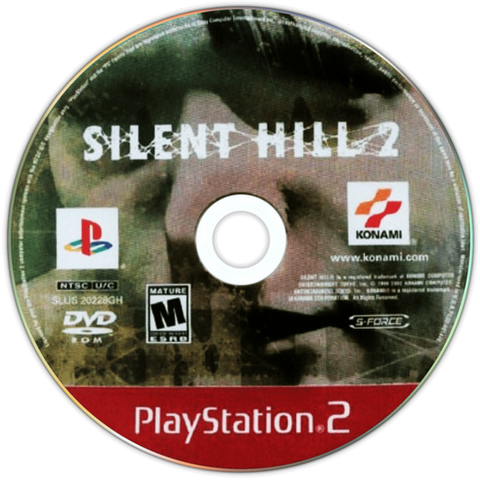Silent Hill 2 Greatest Hits PS2 Sony PlayStation 2 survival horror game psychological horror exploration foggy town atmosphere disturbing story driven narrative puzzle solving combat Konami iconic horror classic retro gaming PlayStation 2 software video game title disc