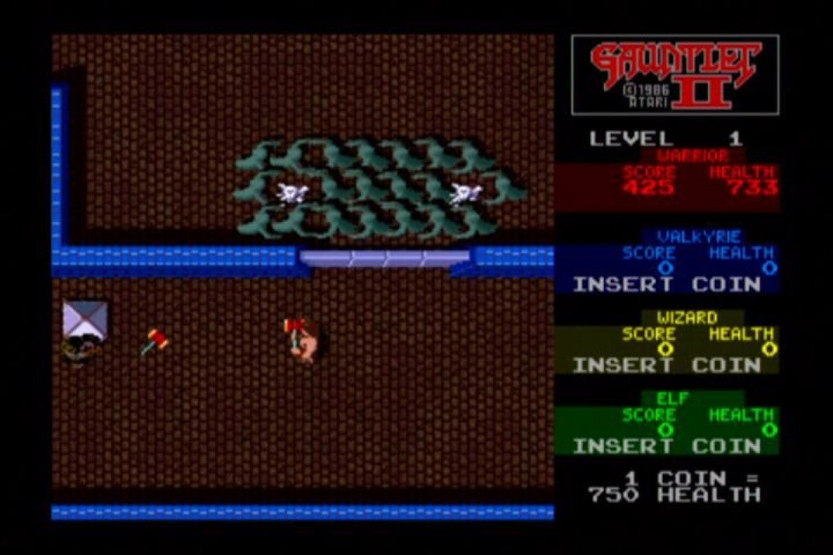 Midway Arcade Treasures gameplay for 2 PlayStation 2 (PS2) featuring a compilation of classic arcade hits like Mortal Kombat II, NARC, and Gauntlet II with retro multiplayer action.