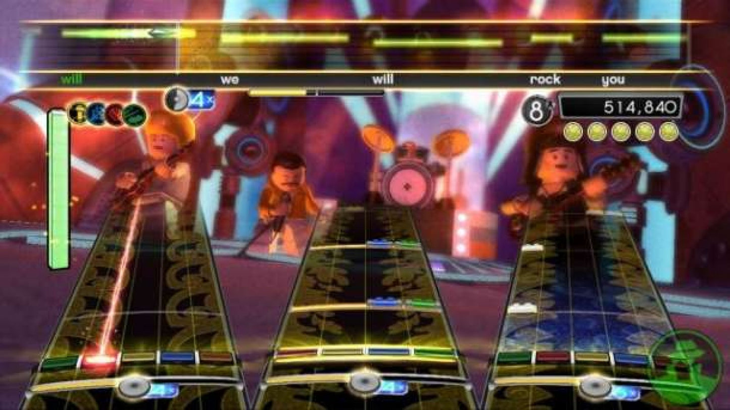 LEGO Rock Band Xbox 360 for rhythm music video game fans featuring LEGO themed rock performances classic songs guitar drum bass and vocal gameplay customizable LEGO characters multiplayer modes colorful stages and family friendly musical action collectible gaming appeal gameplay