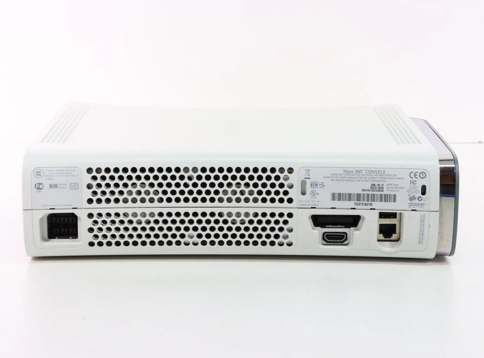 White Xbox 360 home gaming console back view