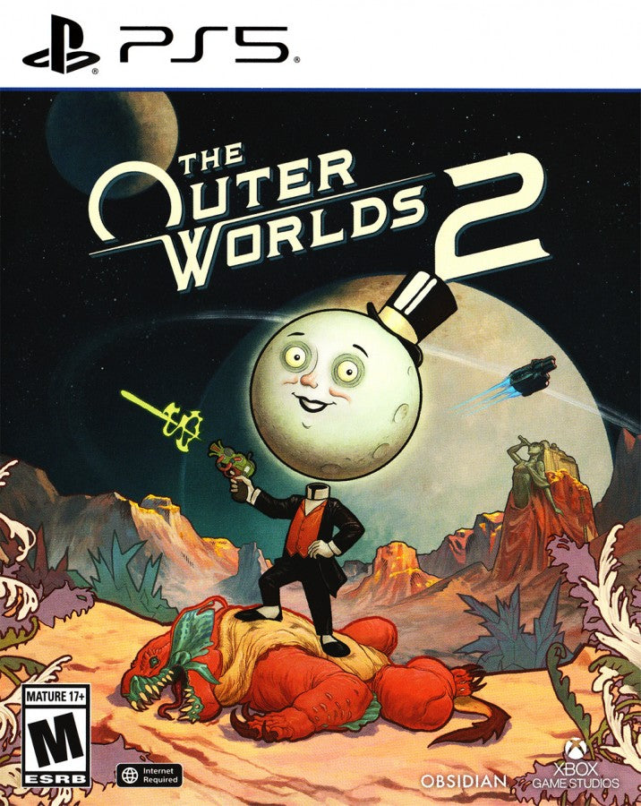 The Outer Worlds 2 PlayStation 5 PS5 for science fiction action role playing video game fans featuring open world space exploration first person combat customizable characters branching choices witty dialogue faction interactions diverse alien worlds quests and immersive futuristic RPG gameplay collectible gaming appeal front cover art