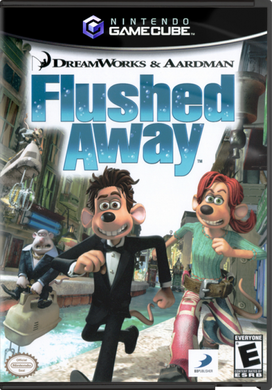 Flushed Away for GameCube featuring family friendly action adventure gameplay based on the animated film front cover
