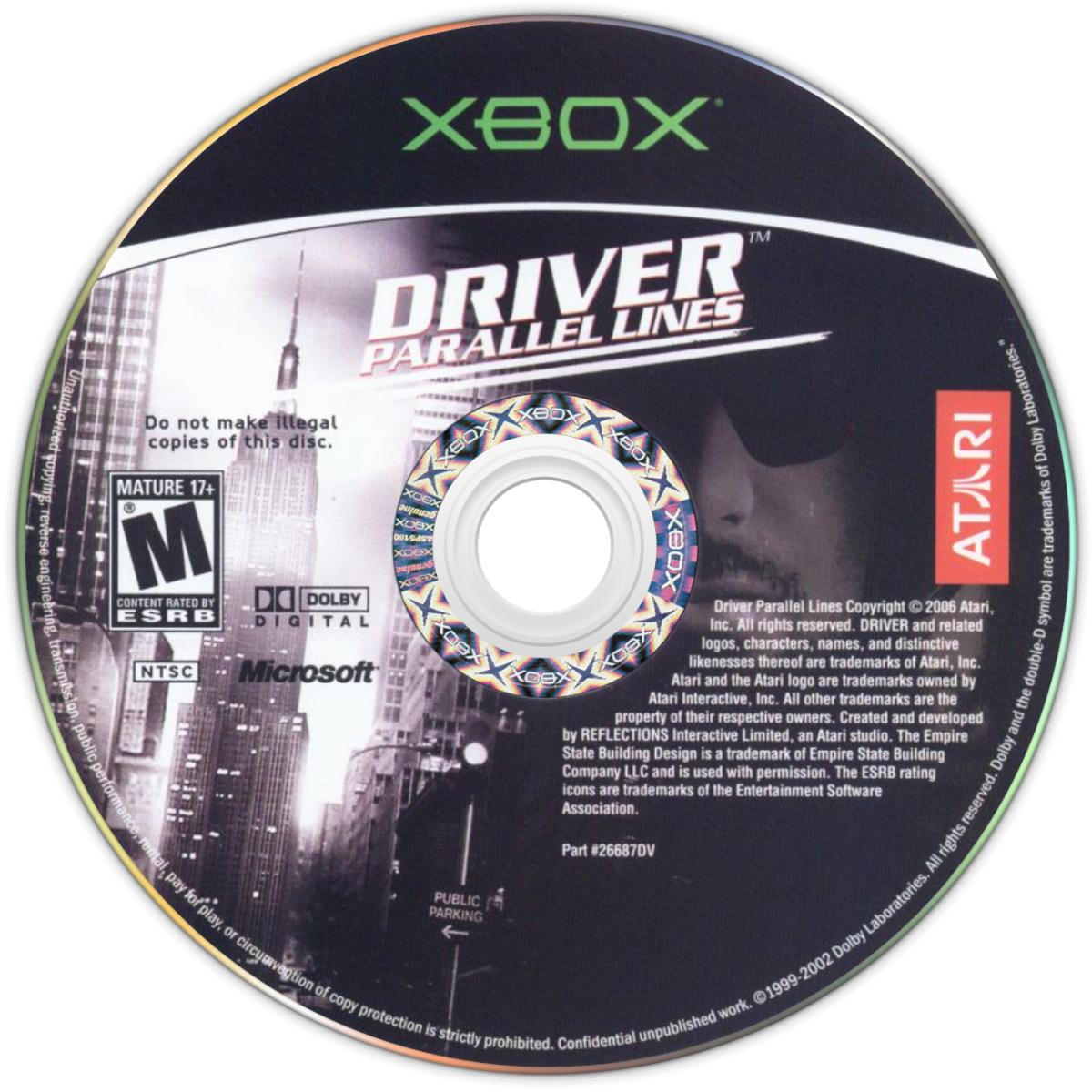 Driver Parallel Lines Xbox for action driving video game fans featuring open world city exploration cinematic crime storyline high speed car chases vehicle customization intense missions third person shooting 1970s and 2000s New York setting collectible gaming appeal game disc