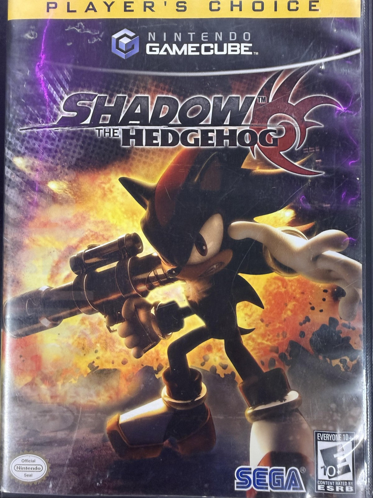 Shadow the Hedgehog Player’s Choice Nintendo GameCube GC video game, action platformer, Sonic the Hedgehog spin-off, story-driven adventure, retro console title cover