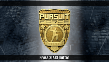 Pursuit Force start screen for PlayStation Portable (PSP) action driving shooter game