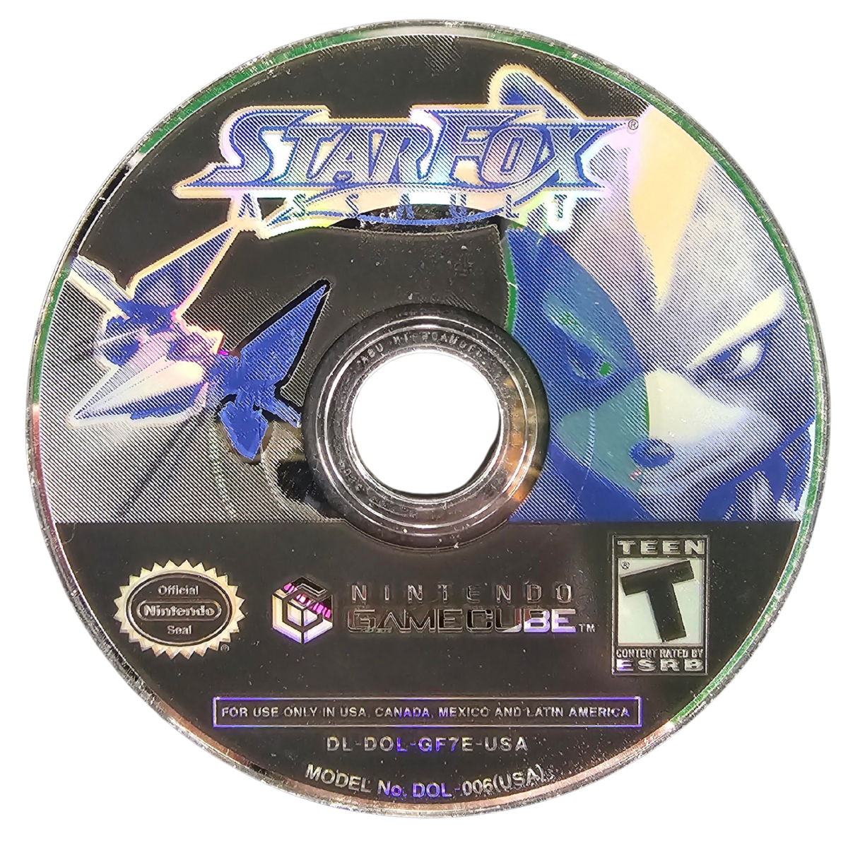 Star Fox Assault Nintendo GameCube GC video game Complete In Box CIB featuring action shooter gameplay Fox McCloud and Star Fox team space combat Arwing piloting land battles vehicle combat enemy forces multiplayer modes and classic Nintendo GameCube gameplay retro video game collection collectible gaming appeal game disc