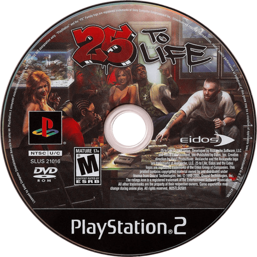 25 to Life PS2 third-person shooter video game disc