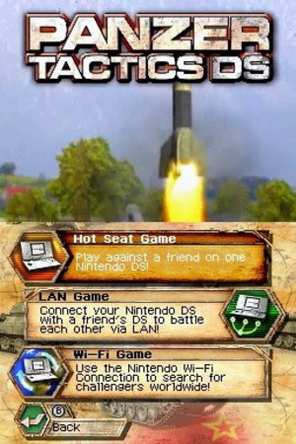 Panzer Tactics start screen for Nintendo DS (DS) turn-based strategy war video game