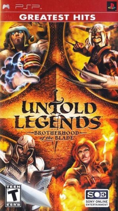 Untold Legends Brotherhood of the Blade Greatest Hits cover art for PlayStation Portable PSP video game
