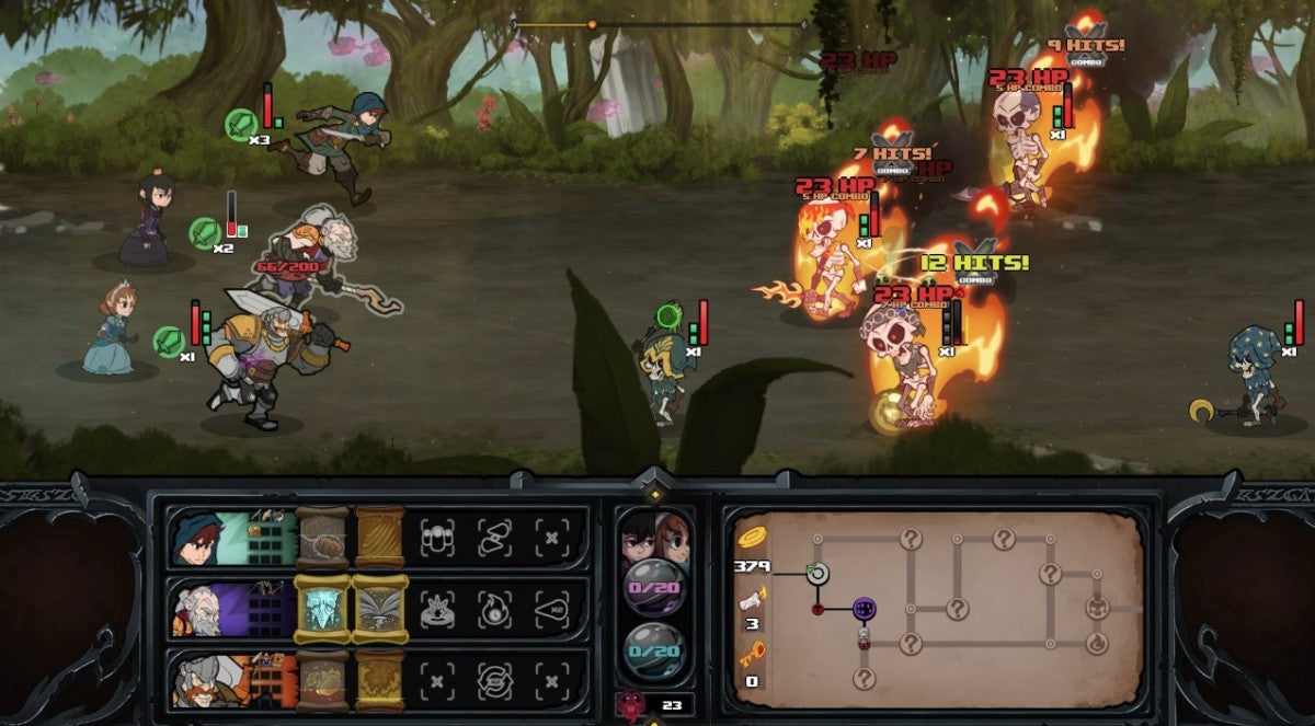 Has-Been Heroes gameplay for Xbox One (XONE) roguelike action strategy video game