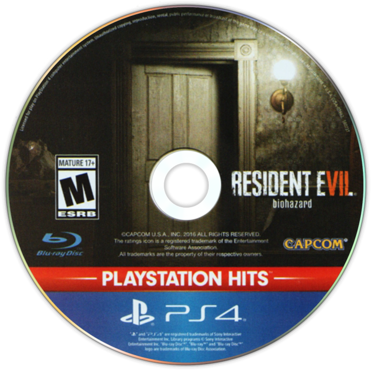 Resident Evil 7 Biohazard PlayStation Hits edition for the PlayStation 4 featuring first person survival horror gameplay with atmospheric exploration puzzle solving intense combat and a story driven experience set in the Baker family estate disc