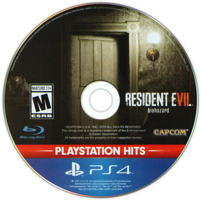 Resident Evil 7 Biohazard PlayStation Hits edition for the PlayStation 4 featuring first person survival horror gameplay with atmospheric exploration puzzle solving intense combat and a story driven experience set in the Baker family estate disc