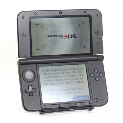 Nintendo 3DS XL Mario and Luigi Silver Edition console featuring exclusive metallic character design, dual screens, and portable handheld gaming experience inside screen view