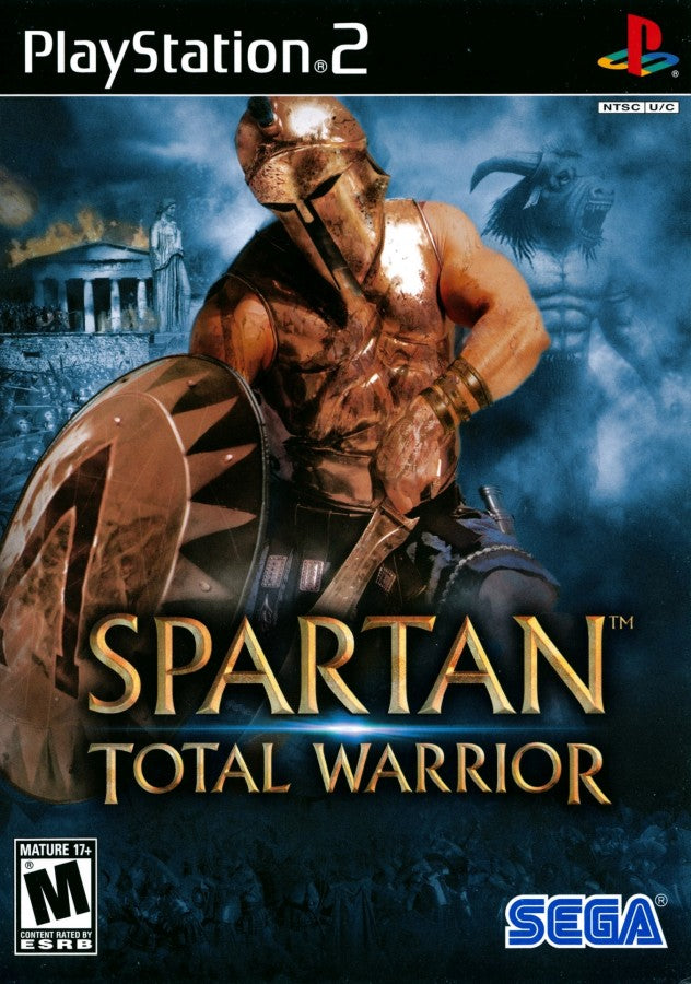 Spartan: Total Warrior for PlayStation 2 action hack and slash game ancient Rome and Greece setting large scale battles melee combat mythological enemies campaign mode cover
