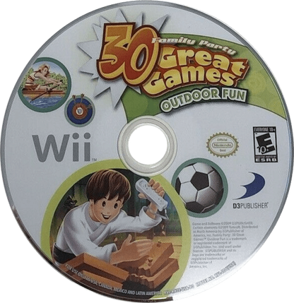 Family Party: 30 Great Games: Outdoor Fun disc cover art for Nintendo Wii (Wii) video game 