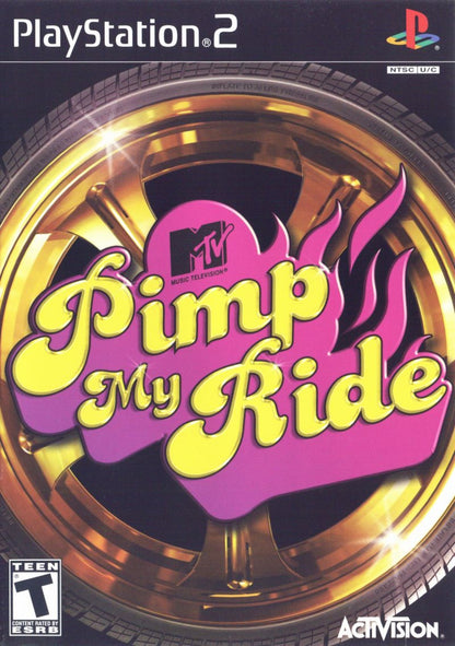 Pimp My Ride PlayStation 2 PS2 video game featuring car customization gameplay vehicle modification urban street racing custom paint jobs performance upgrades body kits rims audio systems and classic PlayStation 2 driving action retro video game collection collectible gaming appeal cover art