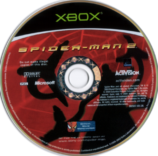 Spider-Man 2 disc cover art for Xbox (XBOX) video game