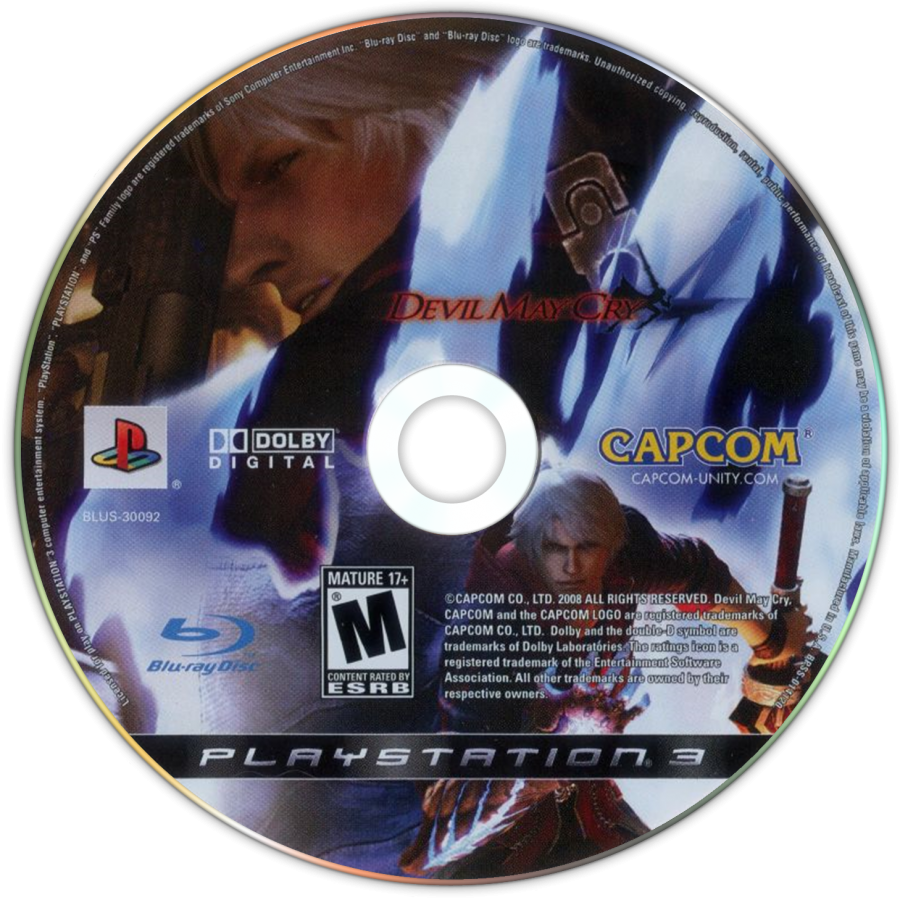 Devil May Cry 4 disc art for PlayStation 3 (PS3) video game