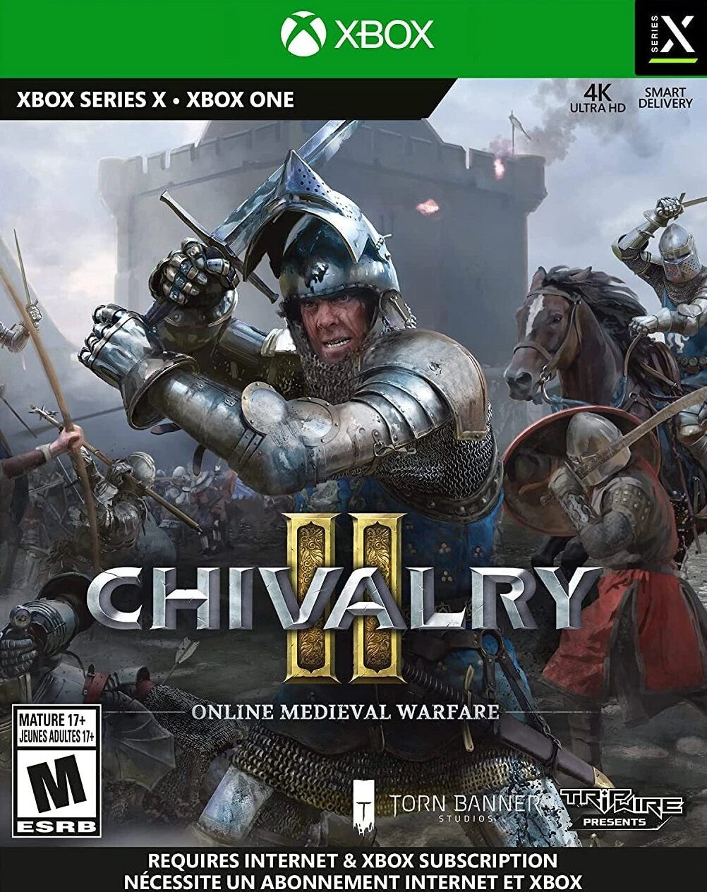 Chivalry II cover art for Xbox Series X (XSX) medieval multiplayer sword-combat video game