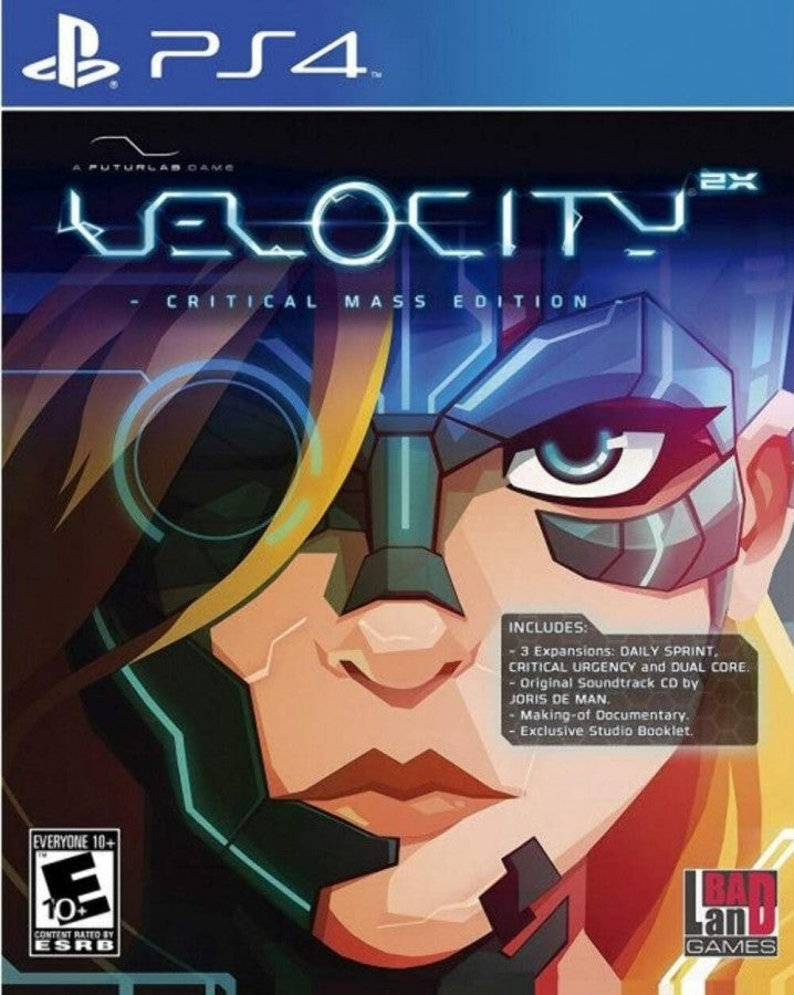 Velocity 2X for PS4 featuring fast-paced shoot ’em up action and platforming gameplay cover art