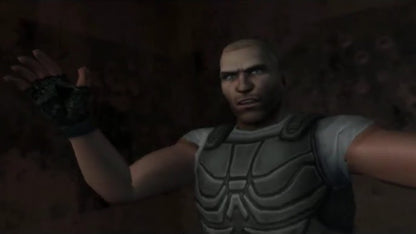 Psi-Ops The Mindgate Conspiracy PS2 Sony PlayStation 2 third person action shooter psychic powers telekinesis mind control fire manipulation stealth combat Midway Games sci fi conspiracy story driven gameplay retro gaming PlayStation 2 software video game title gameplay